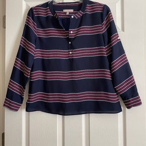 Red/white/blue pull over blouse